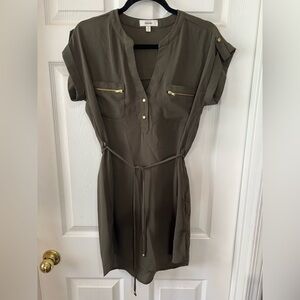 Meraki Dress, Olive Green/gold detail, Lightweight & Chic, women’s small